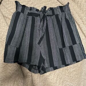 Striped Black and Gray Women's Shorts